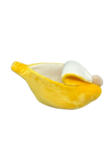 Cama en forma de Banana MEDIANA para mascotas comfortable, calientita con respaldo para recargarse (78x36cm)