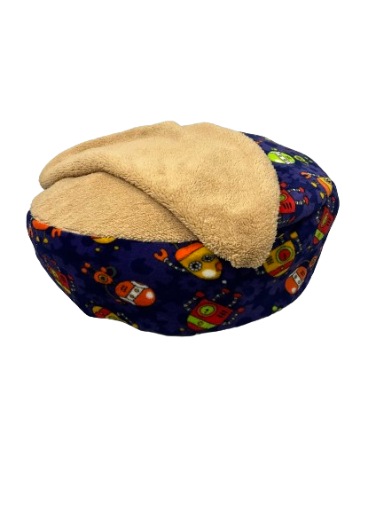 Cama CHICA tipo puff con cobija afelpada para mascotas Lavable, comfortable, y calientita (35 x 35 cm)