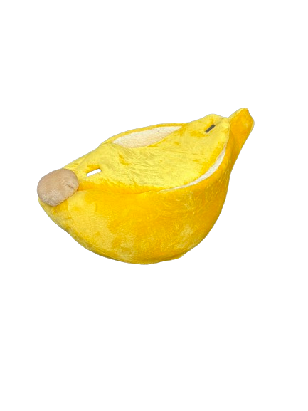 Cama en forma de Banana GRANDE para mascotas comfortable, calientita con respaldo para recargarse (87x41cm)