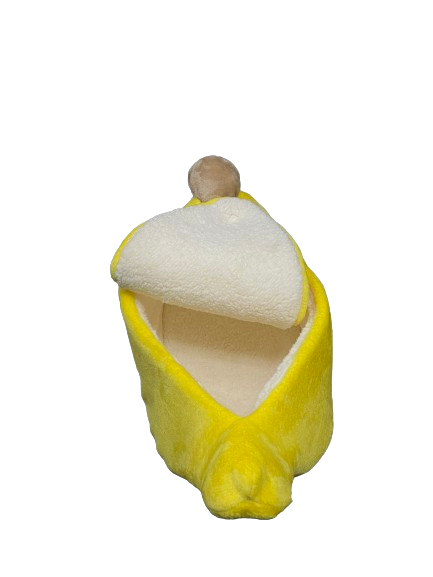 Cama en forma de Banana CHICA para mascotas comfortable, calientita con respaldo para recargarse (63x33cm)