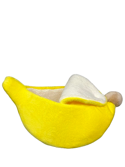 Cama en forma de Banana CHICA para mascotas comfortable, calientita con respaldo para recargarse (63x33cm)