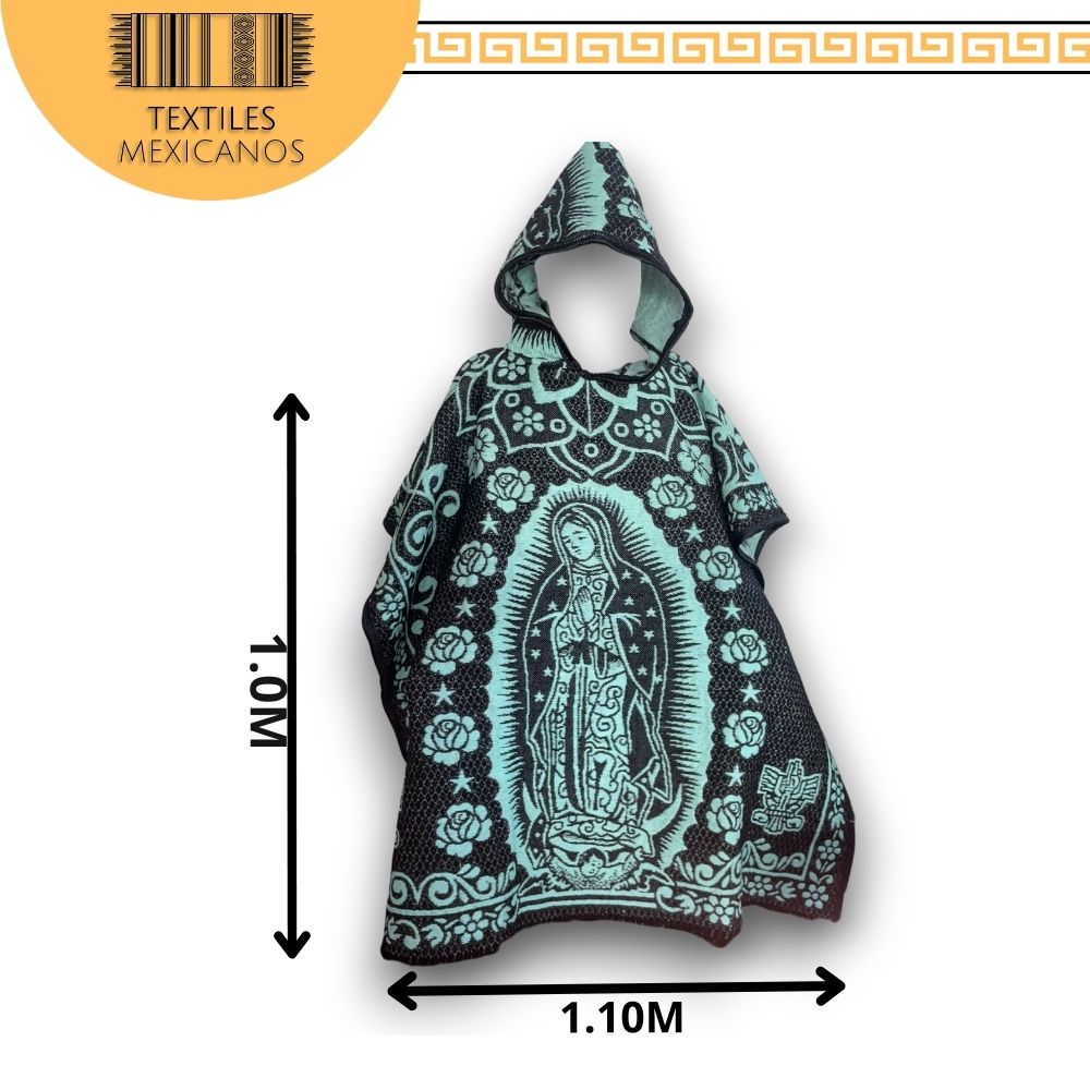 Gabán Virgen de Guadalupe con Gorro | Cálido, Ligero y con Significado (1.00 x 1.10 m | 1.2 kg)