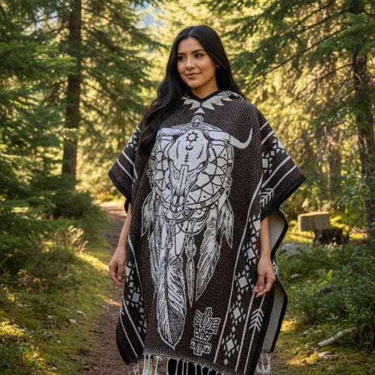 Gabán Atrapasueños Doble Vista con Gorro | Cálido, Ligero y Estilo Espiritual (1.00 x 1.10 m | 1.2 kg)