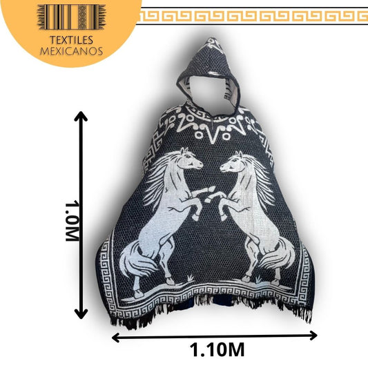 Gabán México de Caballos con Gorro | Doble Vista, Cálido y Ligero (1.00 x 1.10 m | 1.2 kg)