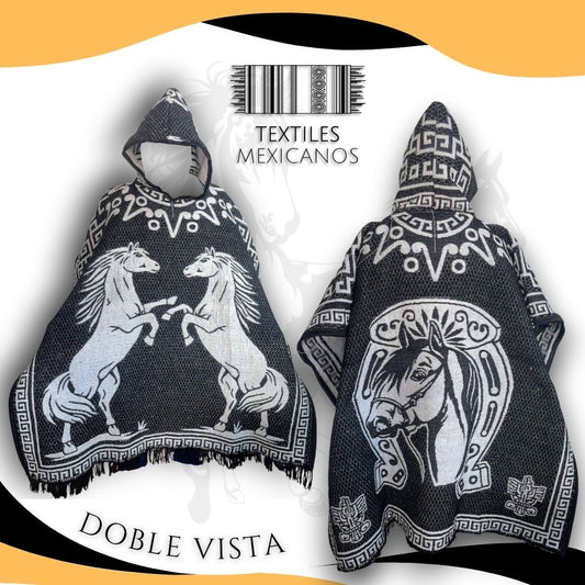 Gabán México de Caballos con Gorro | Doble Vista, Cálido y Ligero (1.00 x 1.10 m | 1.2 kg)