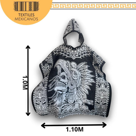 Gabán Guerrero Emplumado Doble Vista con Gorro | Cálido, Ligero y Estilo Ancestral (1.00 x 1.10 m | 1.2 kg)