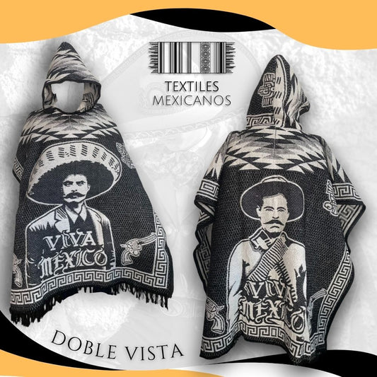 Gabán Viva México Doble Vista con gorro | Cálido, Ligero y Versátil (1.00 x 1.10 m | 1.2 kg) 🇲🇽