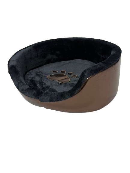 Cama GRANDE Redonda Vinil relajante para mascota, lavable, moderna y cómoda (49 X 49 cm)
