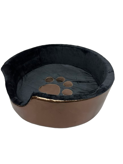 Cama EXTRA GRANDE Redonda Vinil relajante para mascota, lavable, moderna y cómoda (58 X 58 cm)