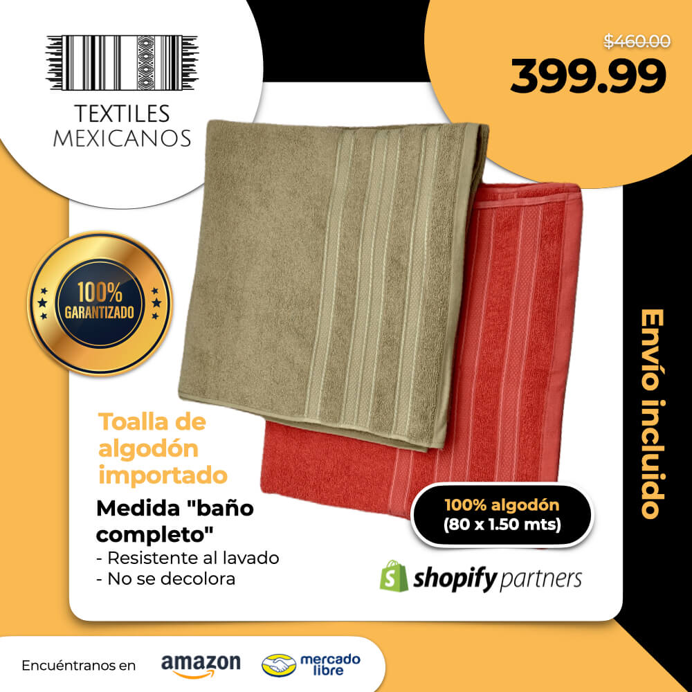 Toalla de algodón importado en medida "baño completo"  es súper suave y absorbente, tamaño de  .80 cm x 1.50 mts