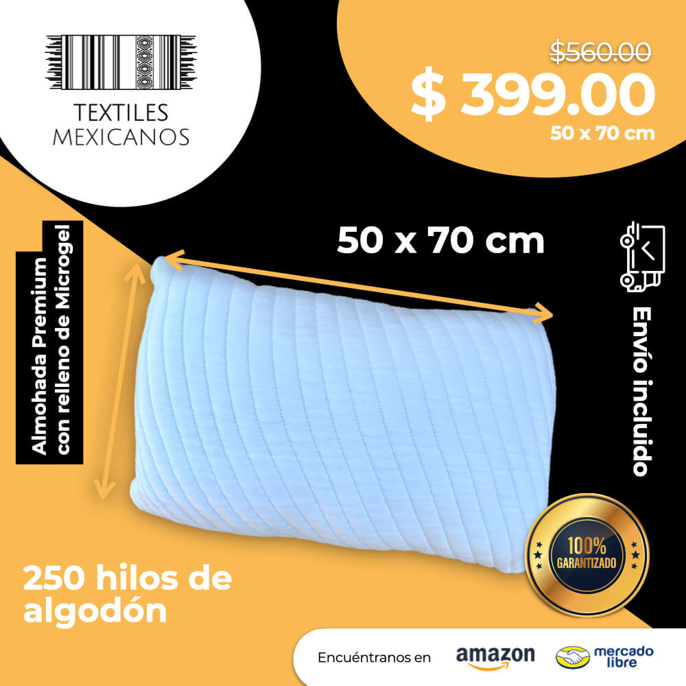 Par de Almohadas Hipoalergénicas, Antiácaros,  Frescas y Cómodas con cierre STD 50 x 70 cm