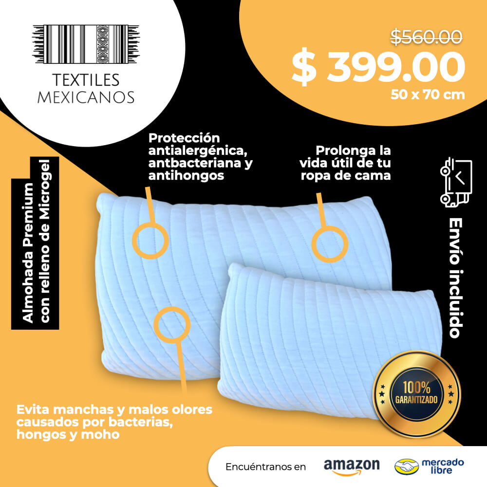 Par de Almohadas Hipoalergénicas, Antiácaros, Frescas y Cómodas con cierre STD 50 x 70 cm