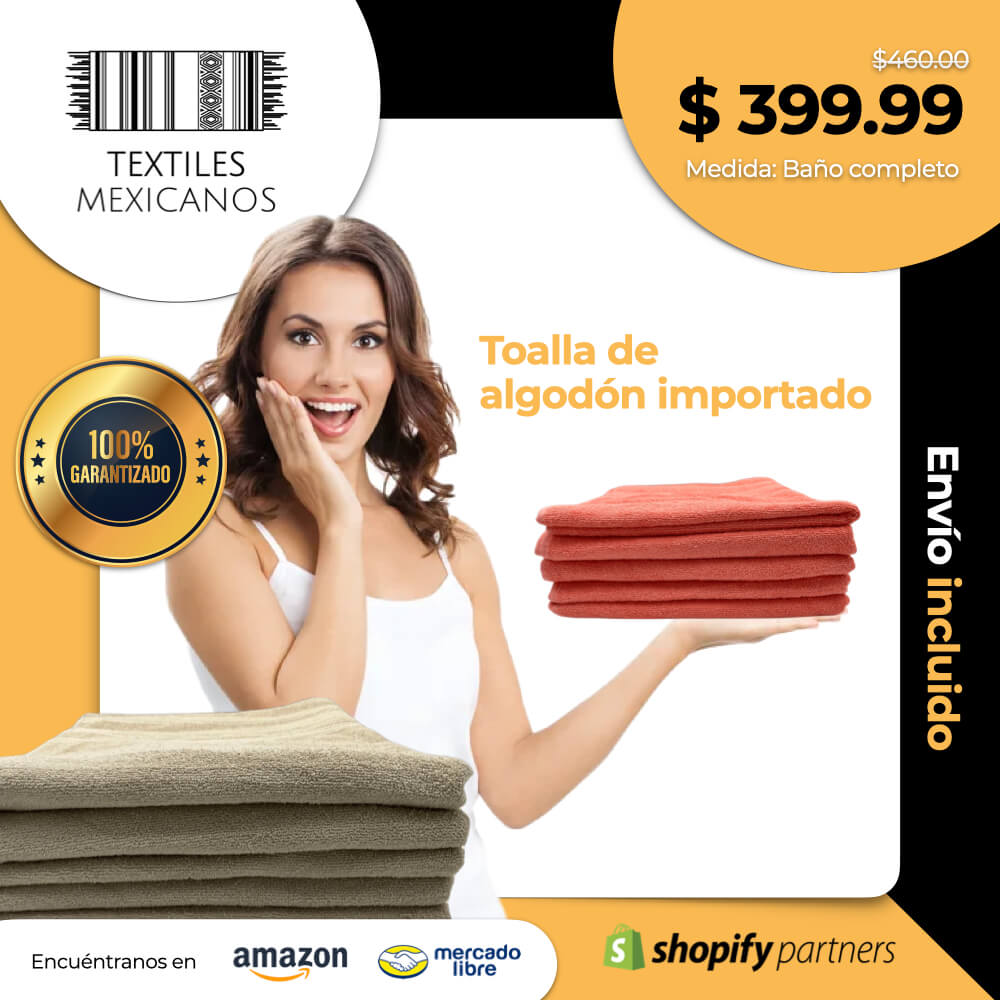 Toalla de algodón importado en medida "baño completo" es súper suave y absorbente, tamaño de .80 cm x 1.50 mts