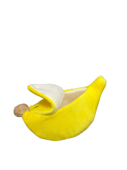 Cama en forma de Banana CHICA para mascotas comfortable, calientita con respaldo para recargarse  (63x33cm)