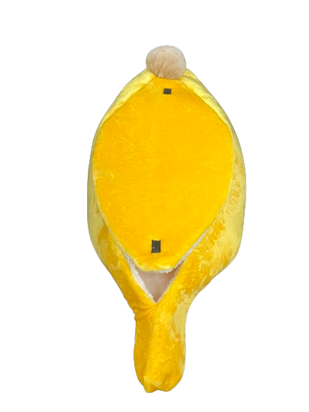 Cama en forma de Banana GRANDE para mascotas comfortable, calientita con respaldo para recargarse (87x41cm)