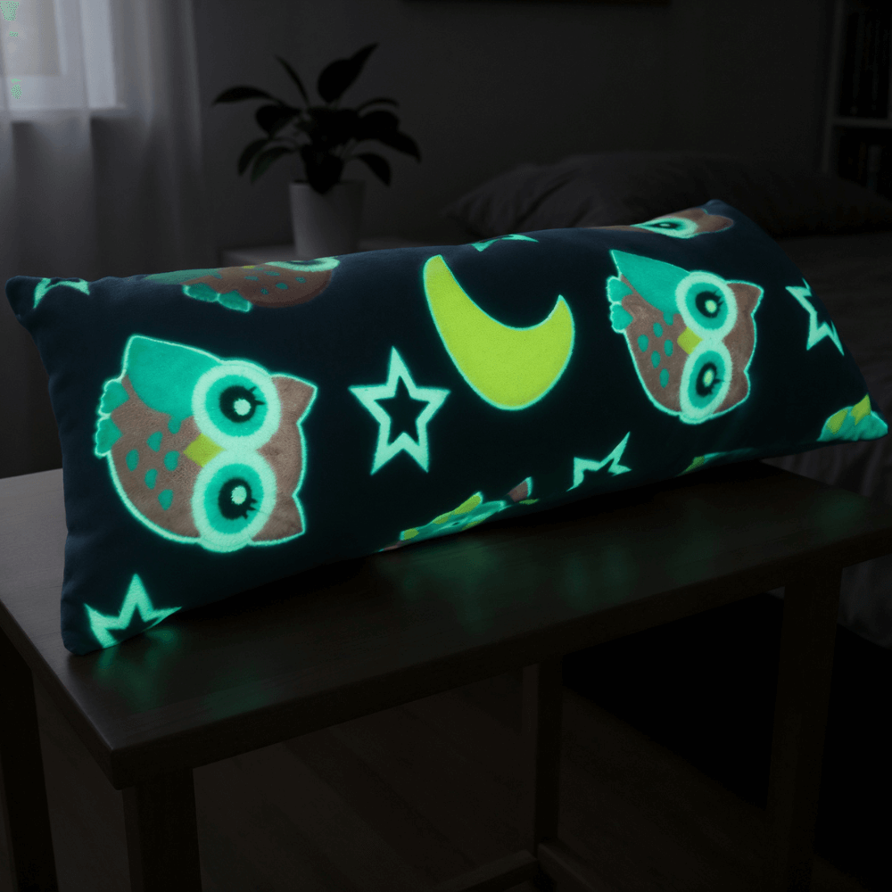 Almohada GRANDE Glow in the Dark Brilla en la Oscuridad  (92.5 cm x 27 cm) · Suave, divertida y luminosa