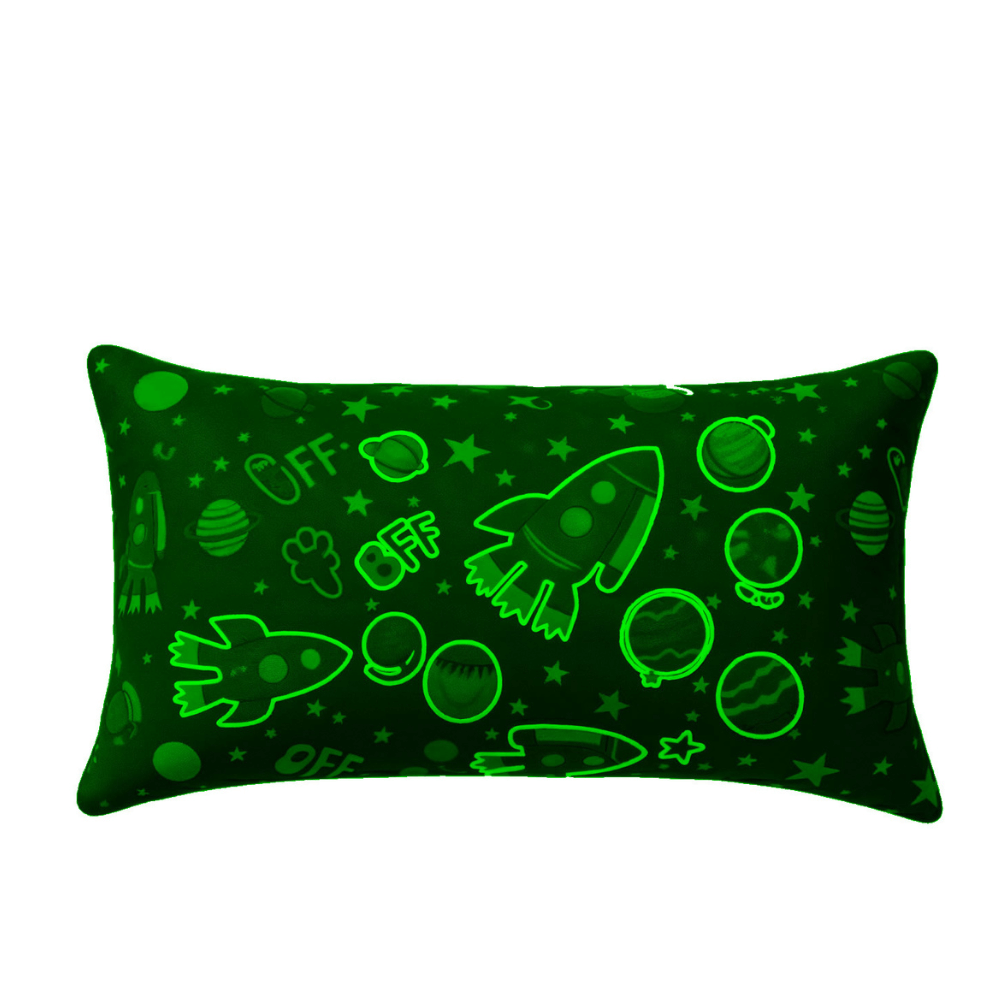 Almohada GRANDE Glow in the Dark Brilla en la Oscuridad  (92.5 cm x 27 cm) · Suave, divertida y luminosa