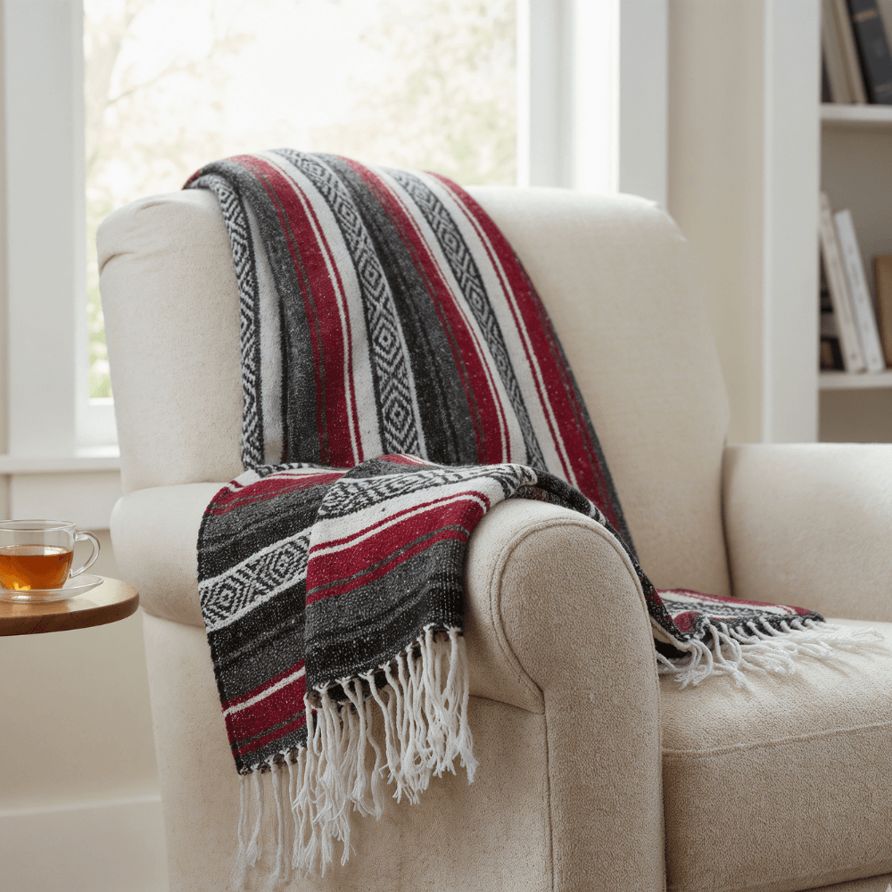 Panama Blanket Multiusos 1.40 x 1.90 m | Cobija Mexicana para Yoga, Hogar y Auto