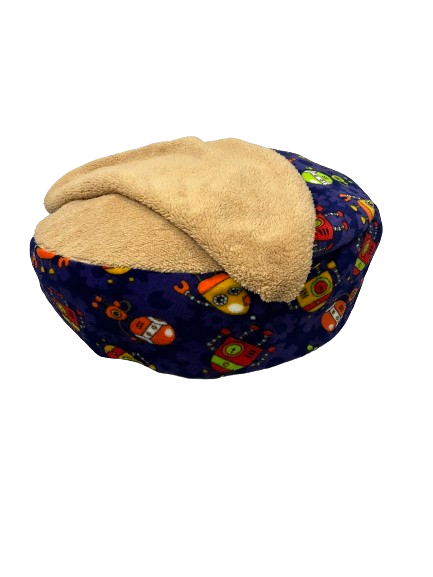 Cama MEDIANA tipo puff con cobija afelpada para mascotas Lavable, comfortable, y calientita  (49 x 49 cm)