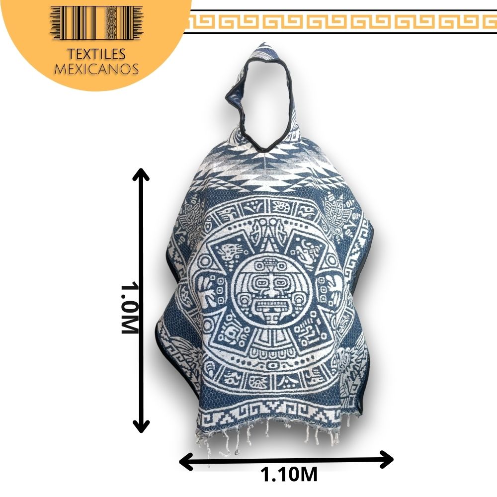 Gabán Azteca con Gorro | Cálido, Ligero y con Estilo Ancestral (1.00 x 1.10 m | 1.2 kg)