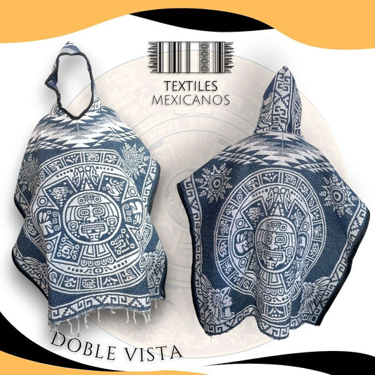 Gabán Azteca con Gorro | Cálido, Ligero y con Estilo Ancestral (1.00 x 1.10 m | 1.2 kg)