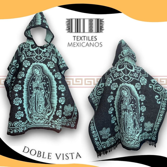 Gabán Virgen de Guadalupe con Gorro | Cálido, Ligero y con Significado (1.00 x 1.10 m | 1.2 kg)