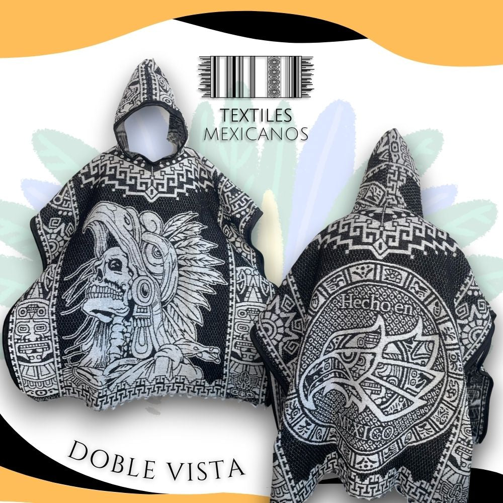 Gabán Guerrero Emplumado Doble Vista con Gorro | Cálido, Ligero y Estilo Ancestral (1.00 x 1.10 m | 1.2 kg)