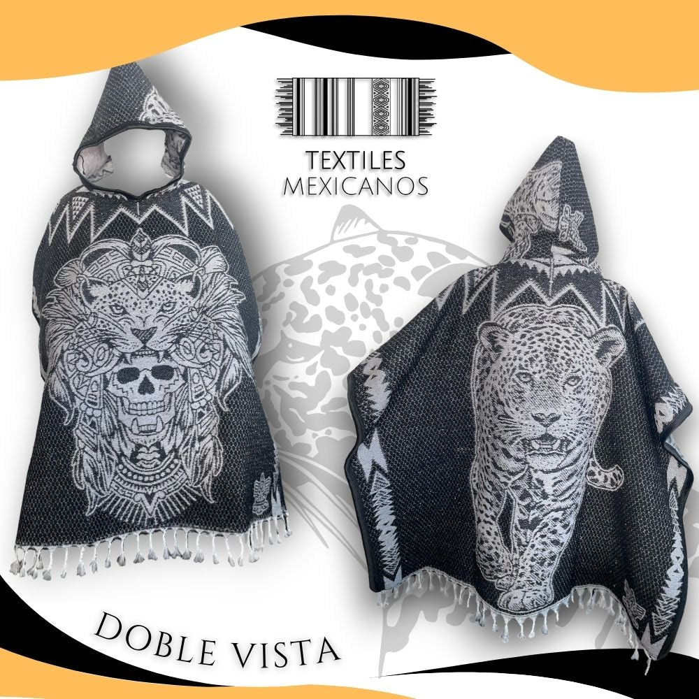 Gabán de Jaguar Doble Vista con Gorro | Cálido, Ligero y Estilo Salvaje (1.00 x 1.10 m | 1.2 kg)