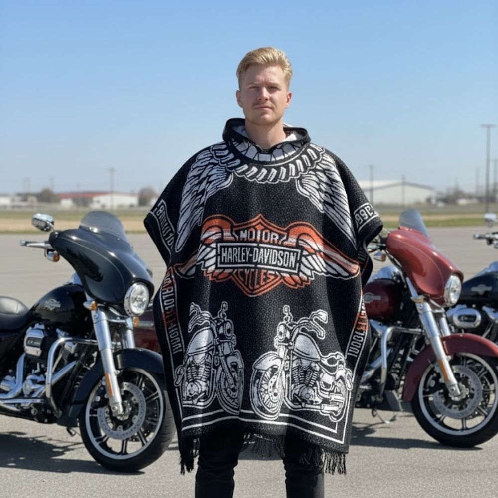 Gabán de Moto Doble Vista con Gorro | Cálido, Ligero y Estilo Biker (1.00 x 1.10 m | 1.2 kg)