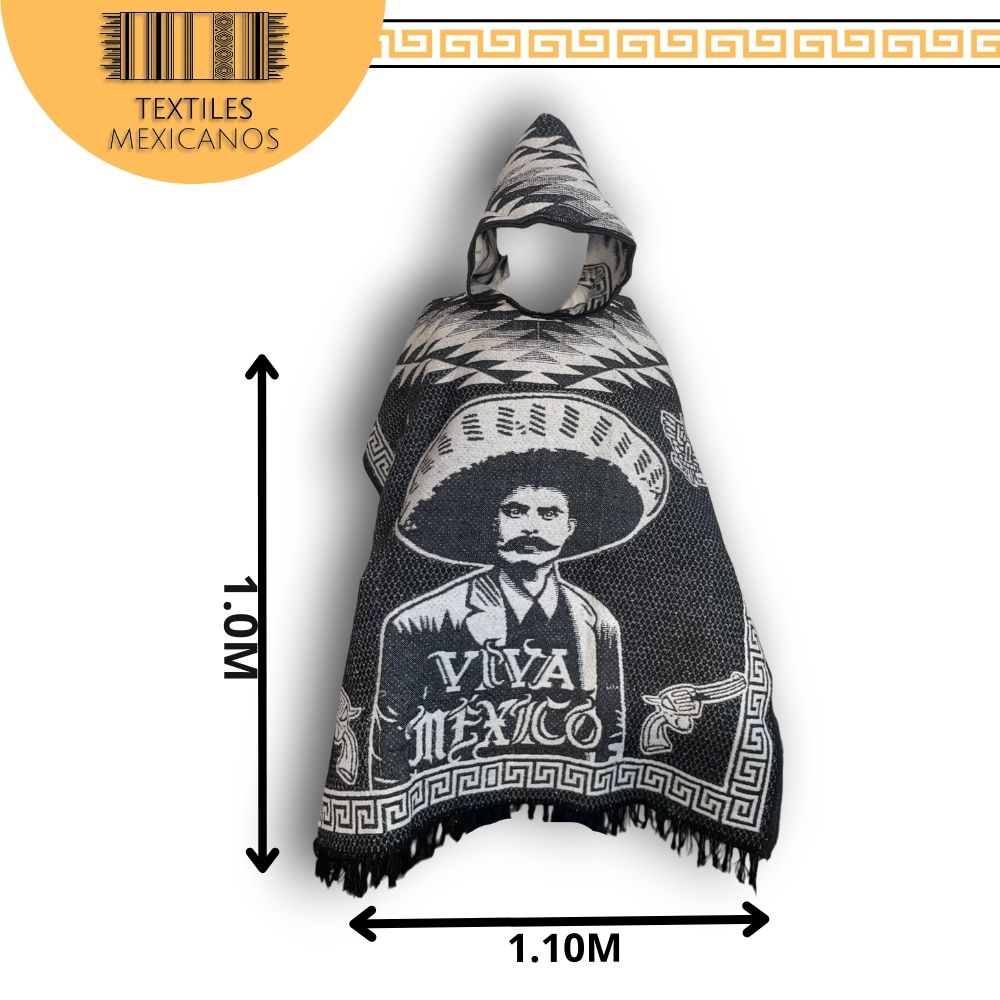 Gabán Viva México Doble Vista con gorro | Cálido, Ligero y Versátil (1.00 x 1.10 m | 1.2 kg) 🇲🇽