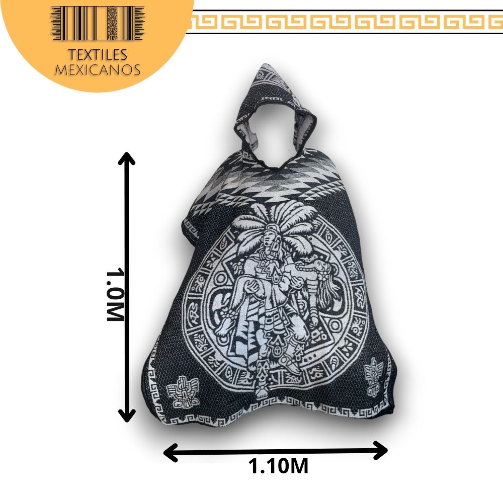 Gabán Azteca con Gorro | Cálido, Ligero y con Estilo Ancestral (1.00 x 1.10 m | 1.2 kg)