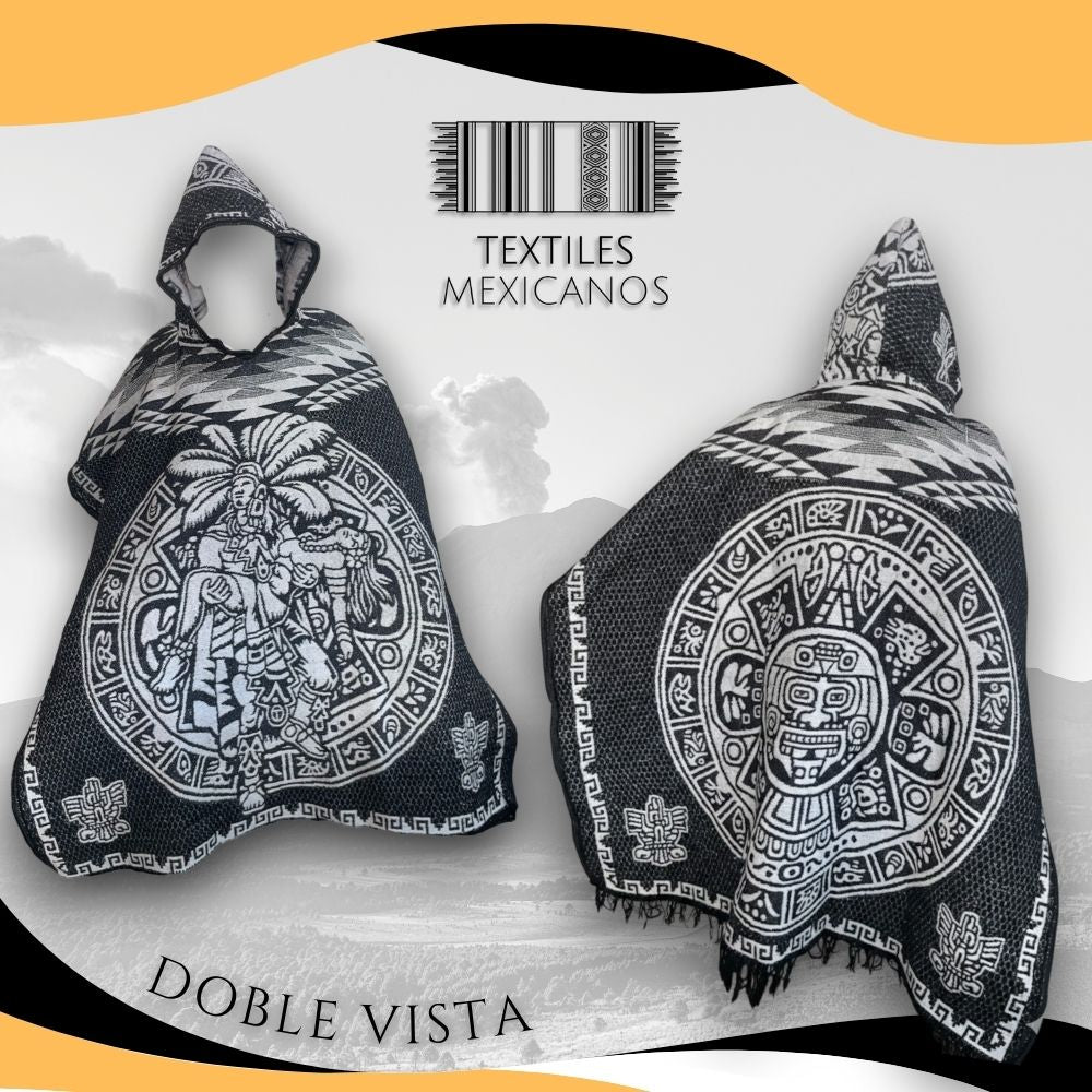 Gabán Azteca con Gorro | Cálido, Ligero y con Estilo Ancestral (1.00 x 1.10 m | 1.2 kg)