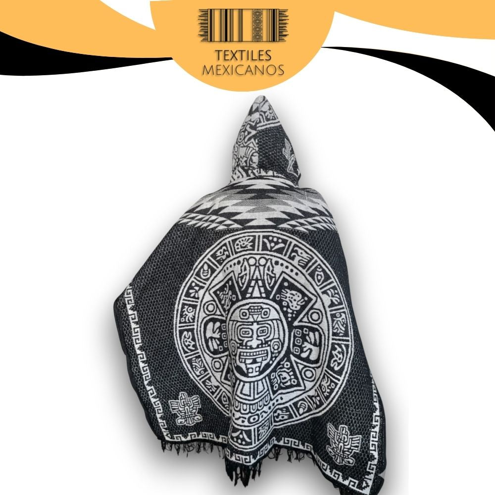 Gabán Azteca con Gorro | Cálido, Ligero y con Estilo Ancestral (1.00 x 1.10 m | 1.2 kg)