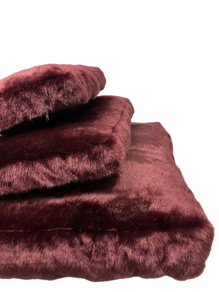 Cama MEDIANA relajante tipo PUFF color VINO para mascota, lavable y cálida (79 X 52 cm)