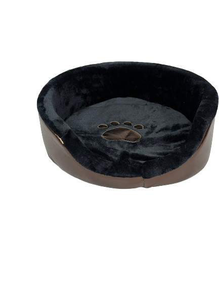 Cama GRANDE Redonda Vinil relajante para mascota, lavable, moderna y cómoda (49 X 49 cm)