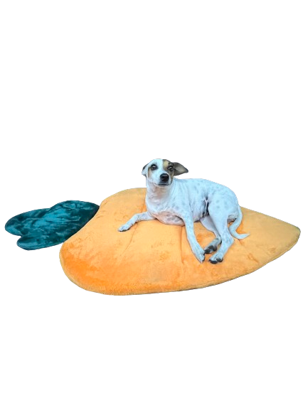 Cama MEDIANA tipo ZANAHORIA afelpada para mascotas comfort Lavable, fresca, ligera y resistente 99x 46 cm