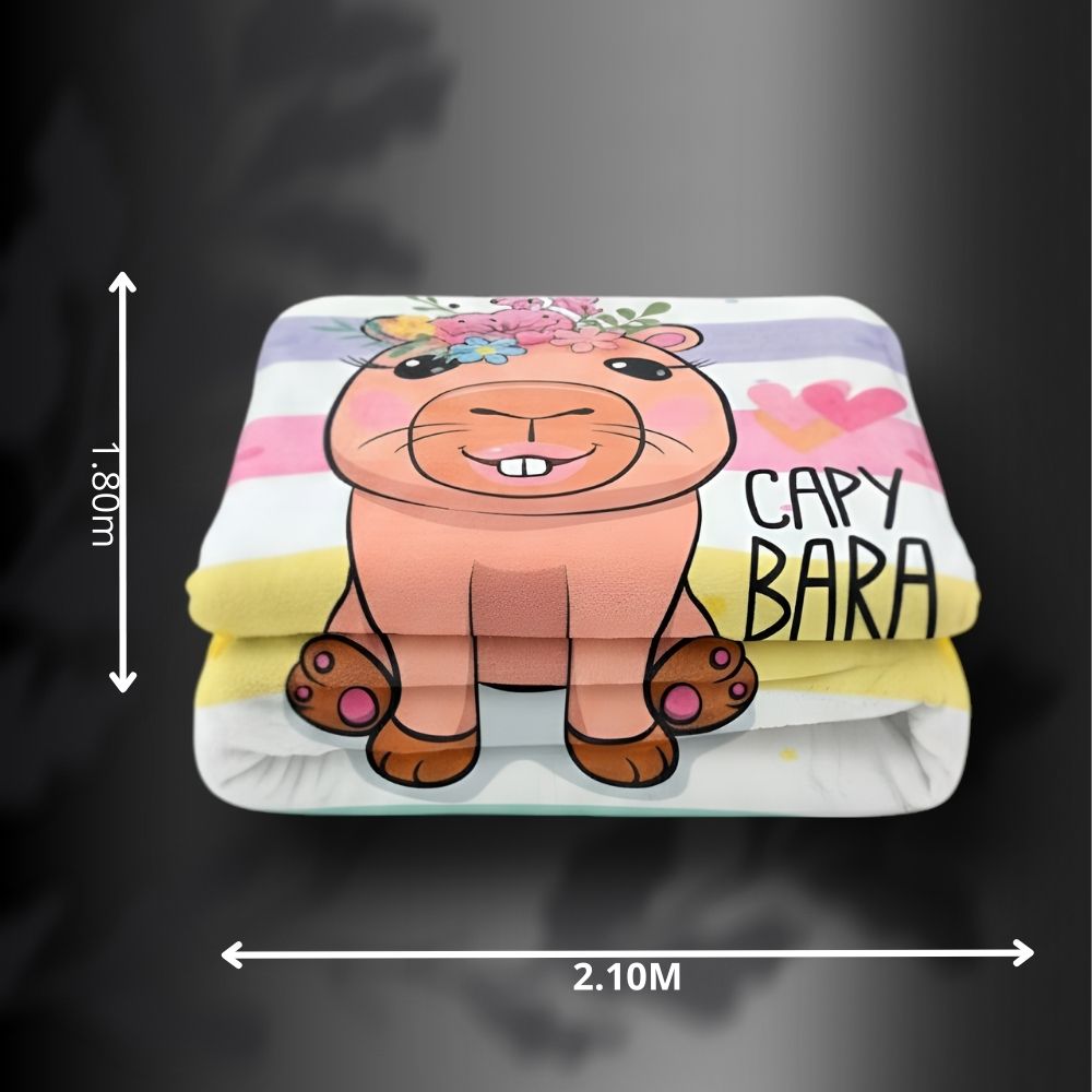 “Capybara Collection 🐾 | Frazadas Matrimoniales Ultra Suaves 1.80 x 2.10 mts”