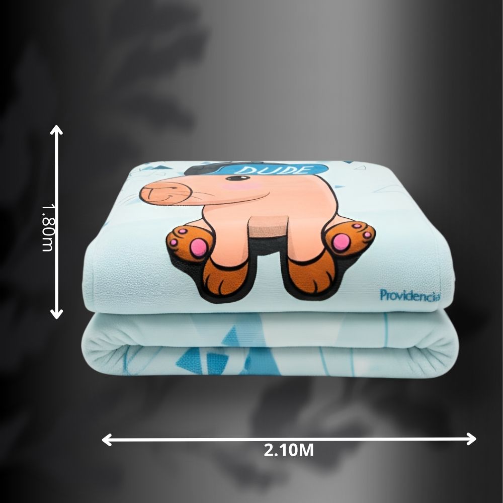 “Capybara Collection 🐾 | Frazadas Matrimoniales Ultra Suaves 1.80 x 2.10 mts”