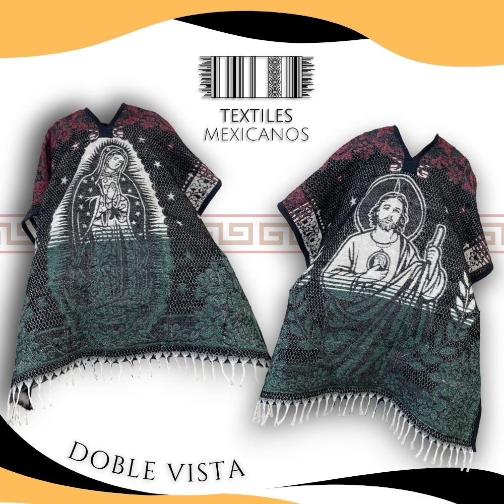 Gabán Doble Vista Virgen y San Judas | Interior Afelpado, Cuello V, Cálido y Ligero (1.00 x 1.10 m | 1.2 kg)