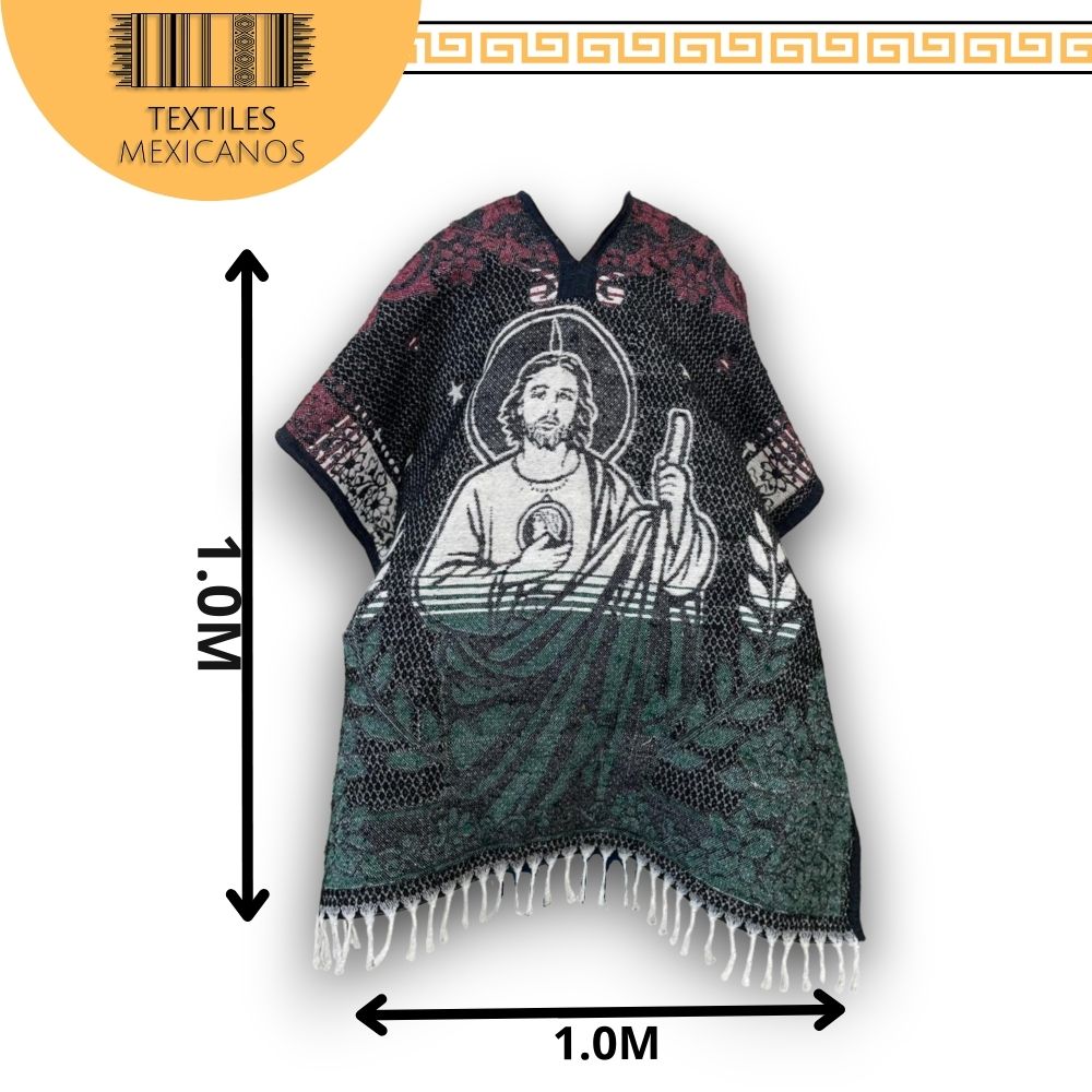 Gabán Doble Vista Virgen y San Judas | Interior Afelpado, Cuello V, Cálido y Ligero (1.00 x 1.10 m | 1.2 kg)