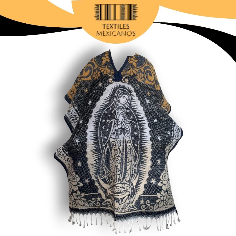 Gabán Doble Vista Virgen y San Judas | Interior Afelpado, Cuello V, Cálido y Ligero (1.00 x 1.10 m | 1.2 kg)