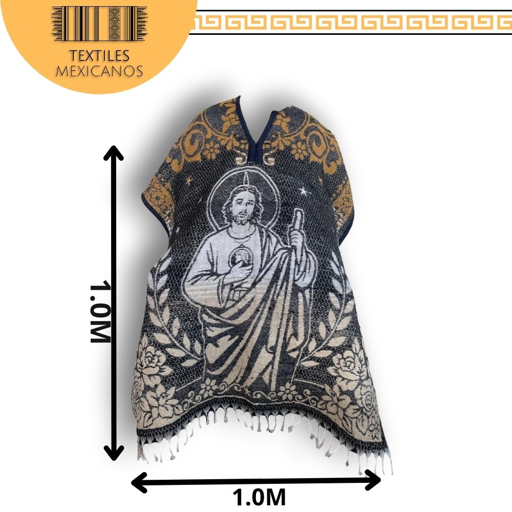 Gabán Doble Vista Virgen y San Judas | Interior Afelpado, Cuello V, Cálido y Ligero (1.00 x 1.10 m | 1.2 kg)