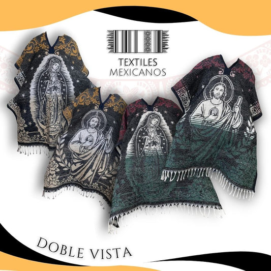 Gabán Doble Vista Virgen y San Judas | Interior Afelpado, Cuello V, Cálido y Ligero (1.00 x 1.10 m | 1.2 kg)