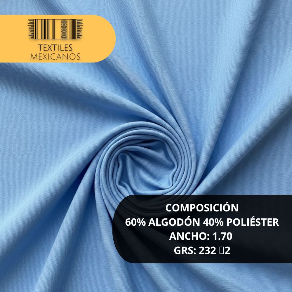 Tela Gabardina 60/40 | Resistente, Suave y Versátil (Algodón/Poliéster | Ancho 1.70 m | 232 g/m²)
