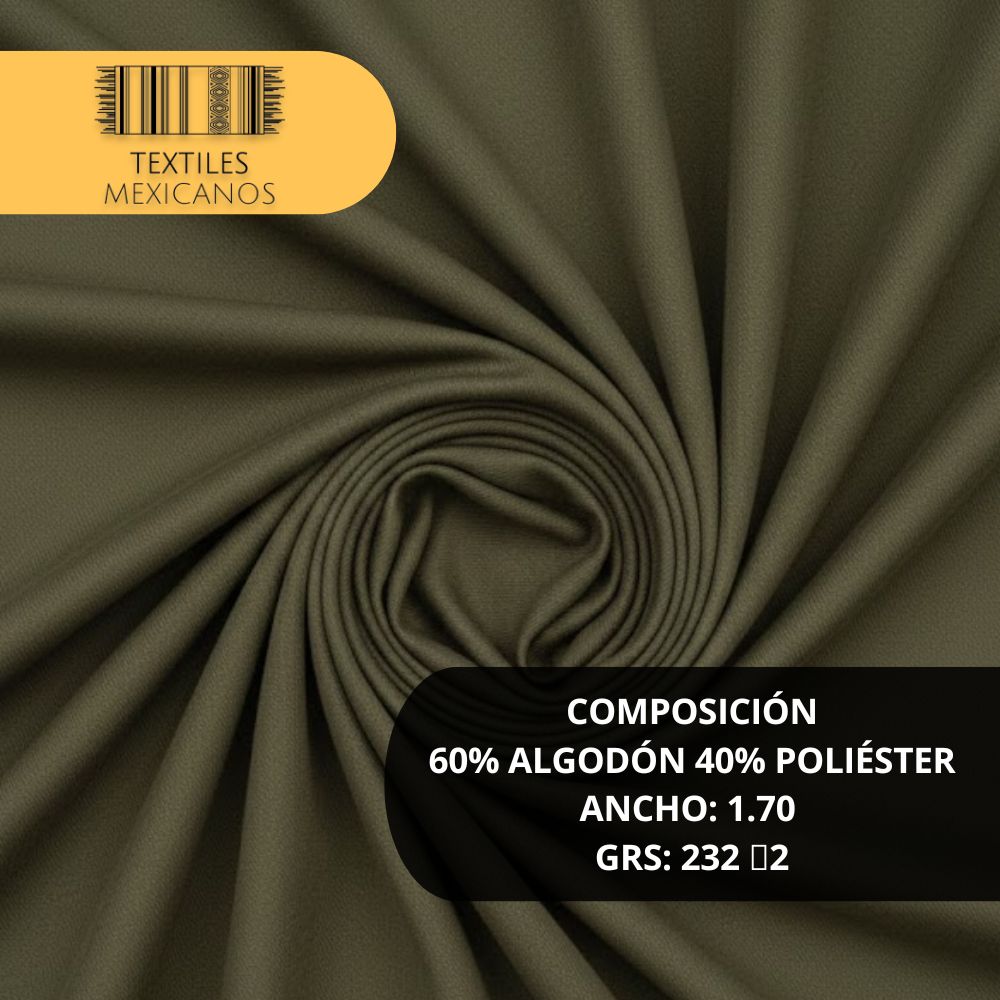 Tela Gabardina 60/40 | Resistente, Suave y Versátil (Algodón/Poliéster | Ancho 1.70 m | 232 g/m²)