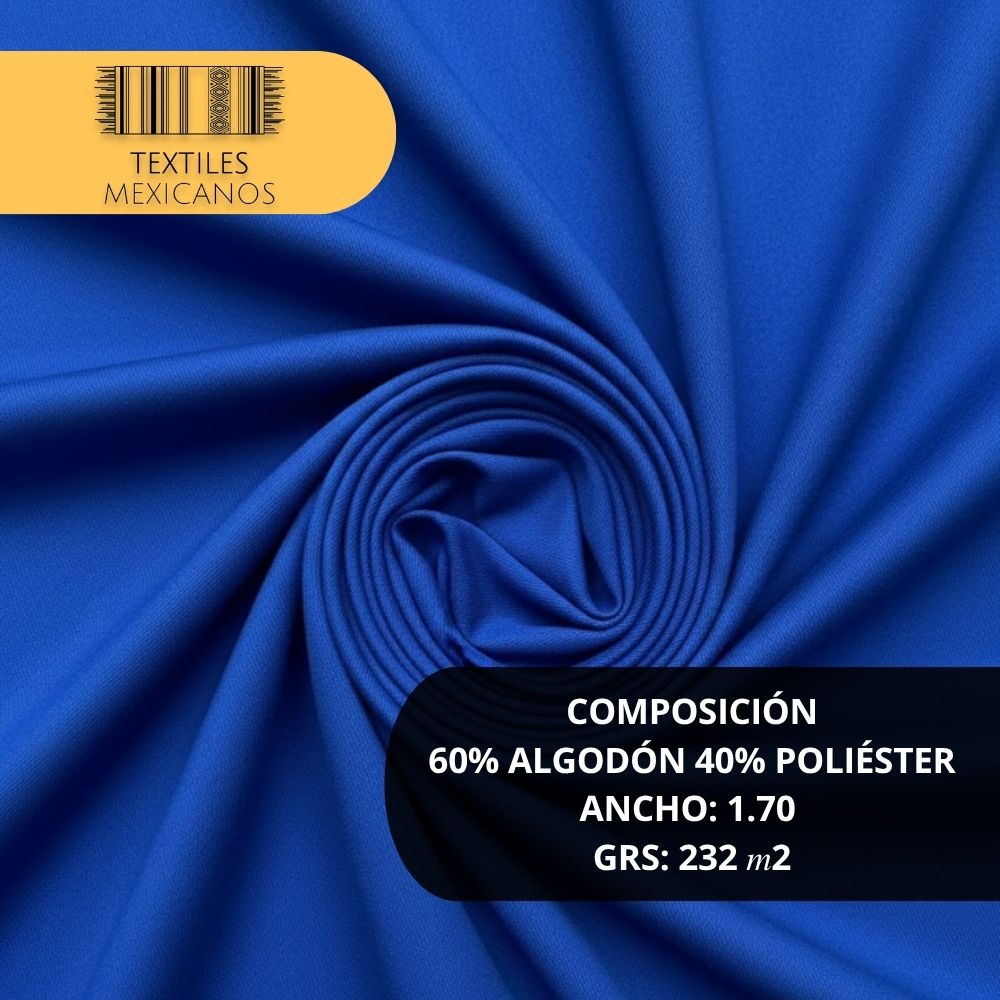 Tela Gabardina 60/40 | Resistente, Suave y Versátil (Algodón/Poliéster | Ancho 1.70 m | 232 g/m²)