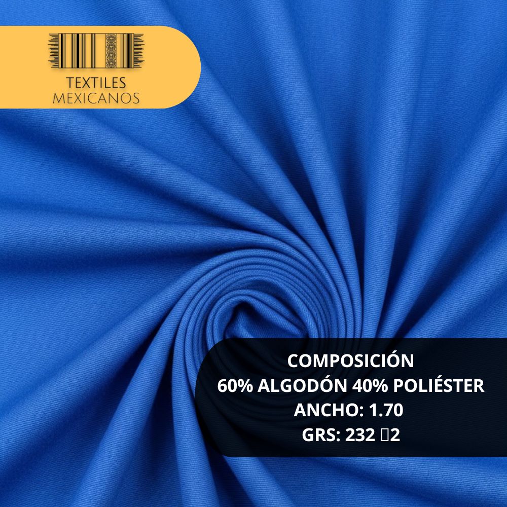 Tela Gabardina 60/40 | Resistente, Suave y Versátil (Algodón/Poliéster | Ancho 1.70 m | 232 g/m²)