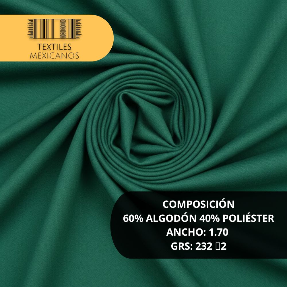 Tela Gabardina 60/40 | Resistente, Suave y Versátil (Algodón/Poliéster | Ancho 1.70 m | 232 g/m²)