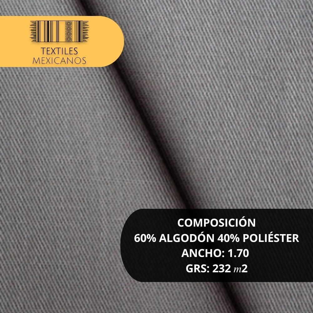 Tela Gabardina 60/40 | Resistente, Suave y Versátil (Algodón/Poliéster | Ancho 1.70 m | 232 g/m²)