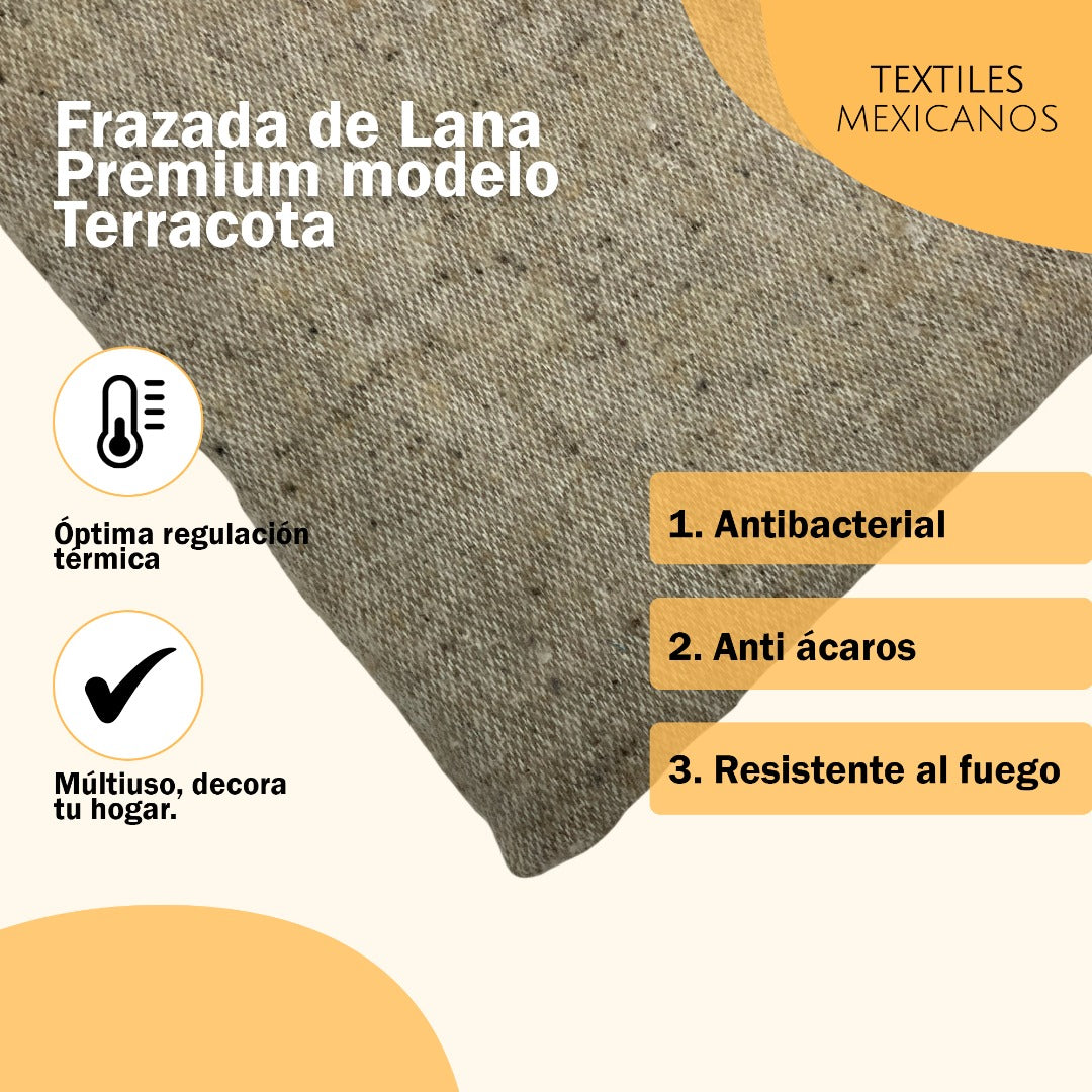 Frazada de Lana Premium "Terracota" 1.60 x 2.00 mts.